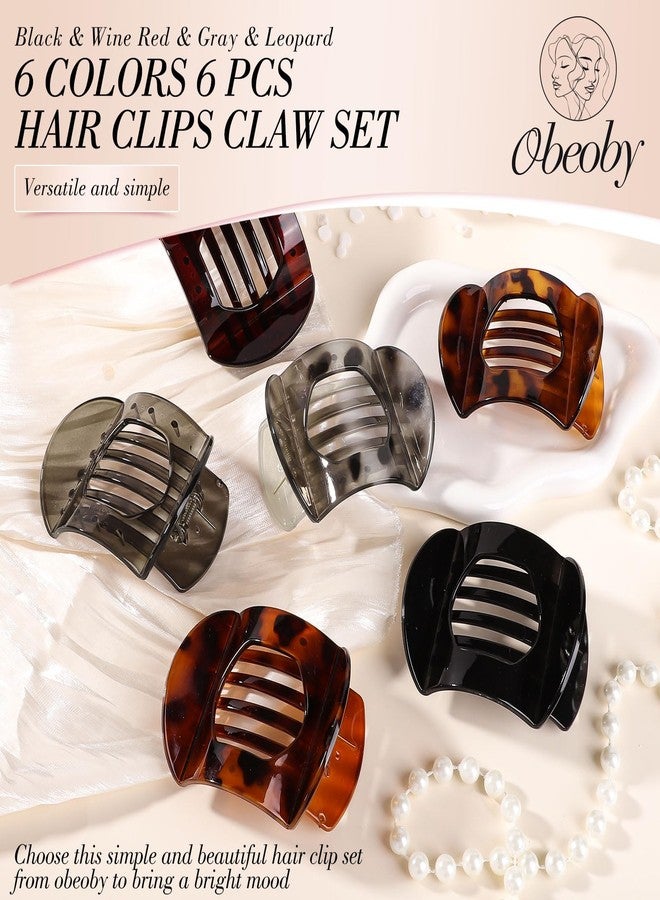 Obeoby 6 PCS Flat Hair Clips, Medium Flat Claw Clips French Hair Barrettes Accessories for Women Girls (Tortoiseshell) - Image 4